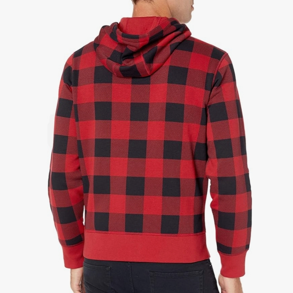 Red/black Buffalo plaid Full-Zip Hooded Fleece Sweatshirt
